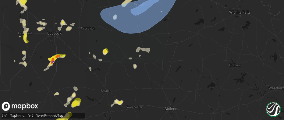 Hail map in Aspermont, TX on May 23, 2026
