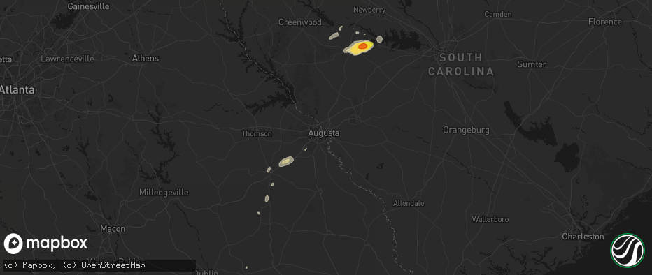 Hail map in Augusta, GA on May 23, 2026