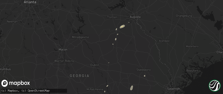 Hail map in Bartow, GA on May 23, 2026
