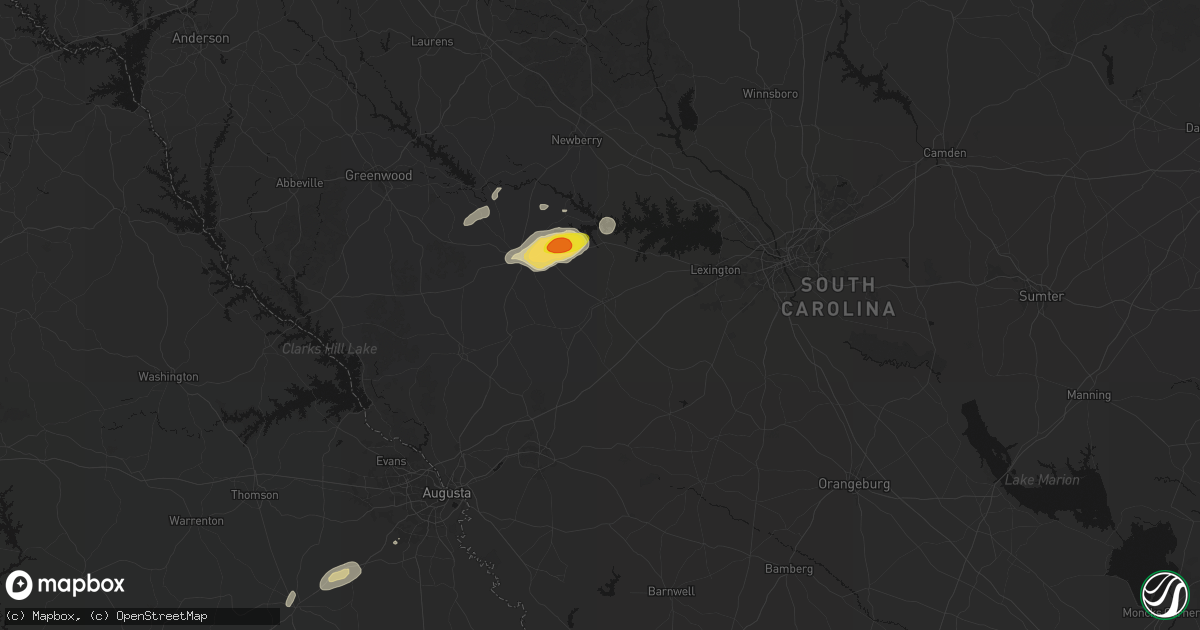 Hail map in Batesburg, SC on May 23, 2026