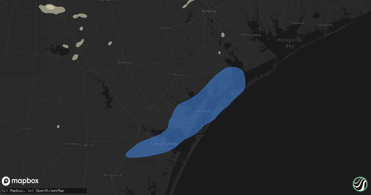 Hail map in Bayside, TX on May 23, 2026