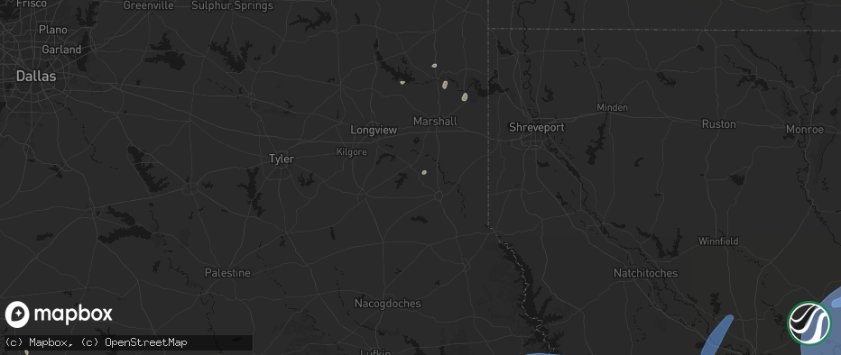 Hail map in Beckville, TX on May 23, 2026