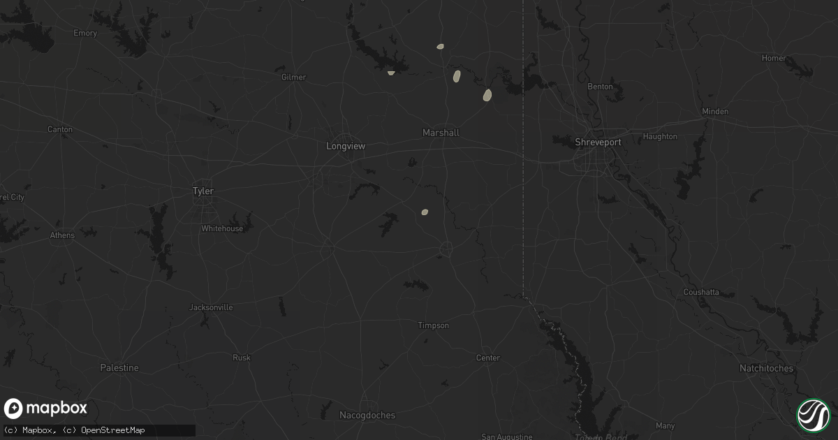Hail map in Beckville, TX on May 23, 2026