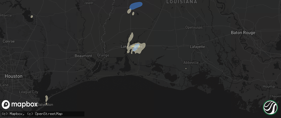 Hail map in Bell City, LA on May 23, 2026
