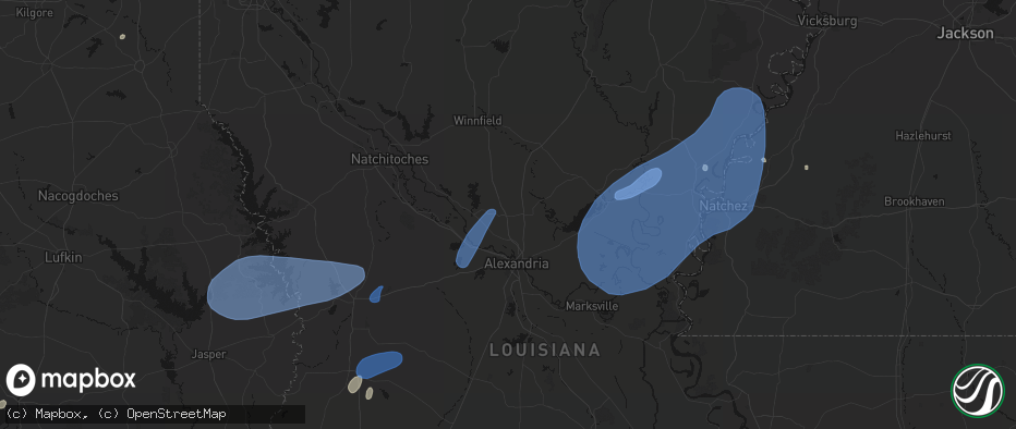 Hail map in Bentley, LA on May 23, 2026