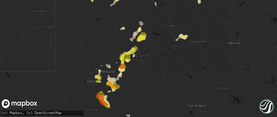 Hail map in Big Spring, TX on May 23, 2026