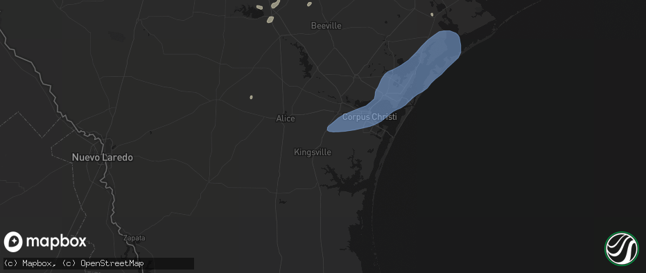 Hail map in Bishop, TX on May 23, 2026
