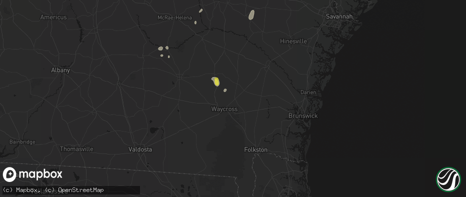 Hail map in Blackshear, GA on May 23, 2026
