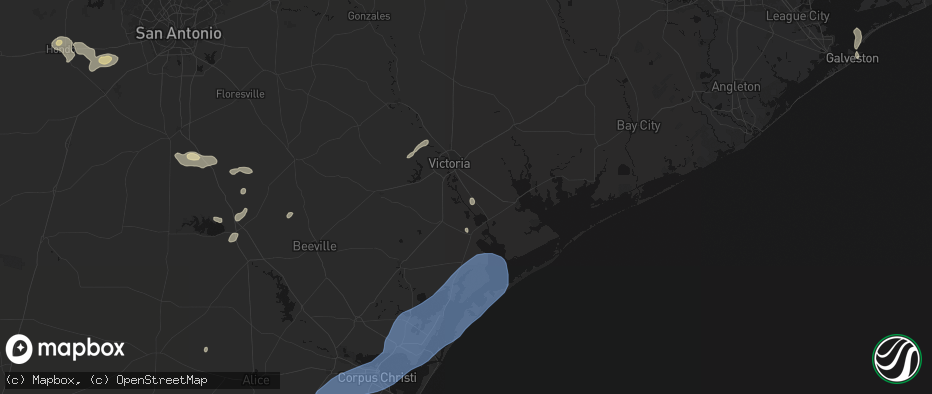 Hail map in Bloomington, TX on May 23, 2026