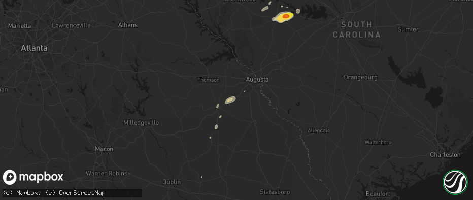 Hail map in Blythe, GA on May 23, 2026