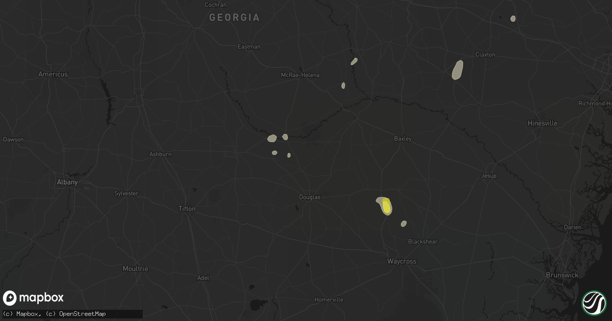 Hail map in Broxton, GA on May 23, 2026