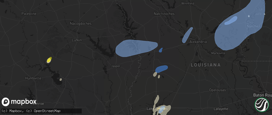 Hail map in Burkeville, TX on May 23, 2026