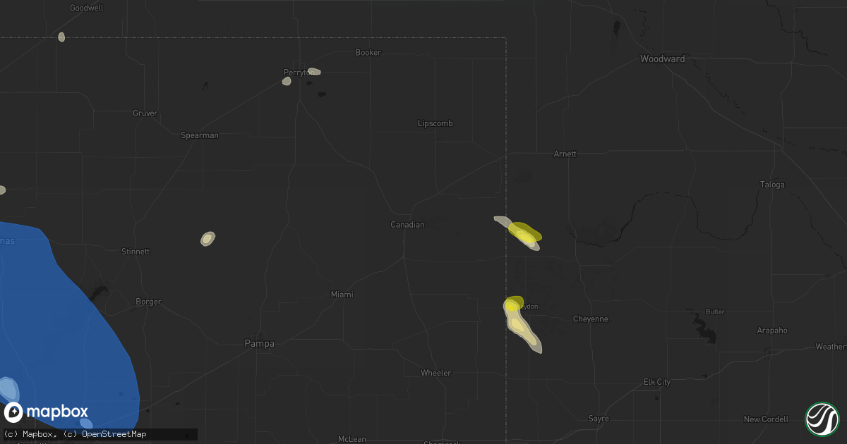 Hail map in Canadian, TX on May 23, 2026