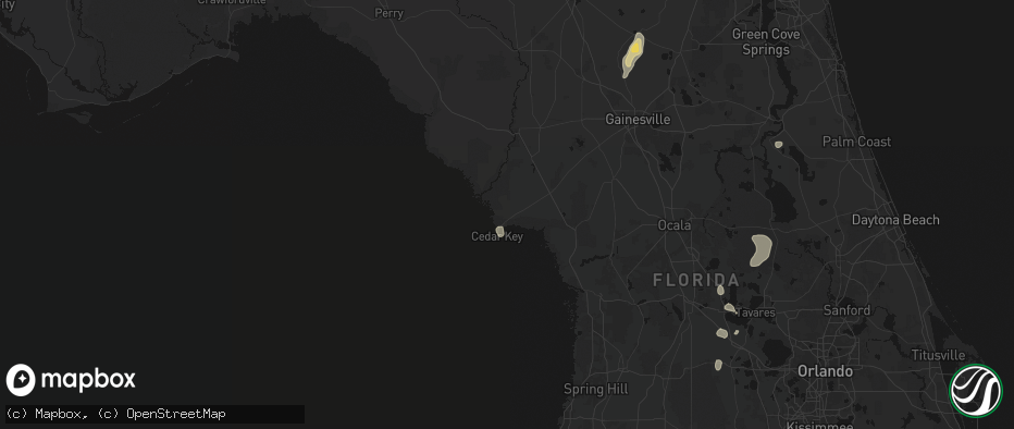 Hail map in Cedar Key, FL on May 23, 2026