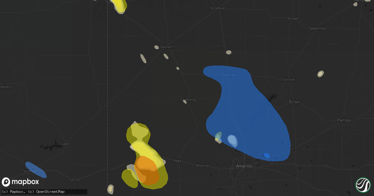 Hail map in Channing, TX on May 23, 2026