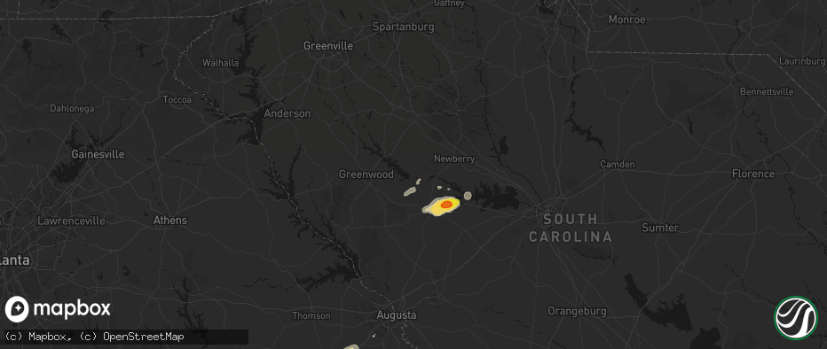 Hail map in Chappells, SC on May 23, 2026