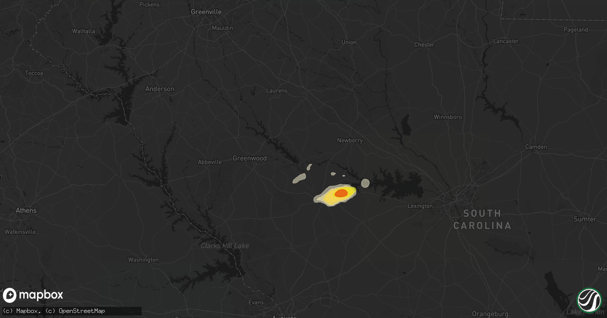 Hail map in Chappells, SC on May 23, 2026