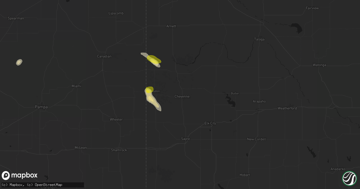 Hail map in Cheyenne, OK on May 23, 2026