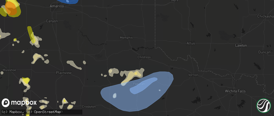 Hail map in Childress, TX on May 23, 2026