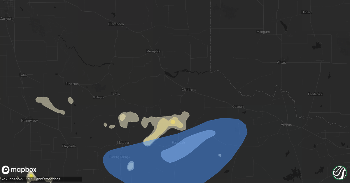 Hail map in Childress, TX on May 23, 2026