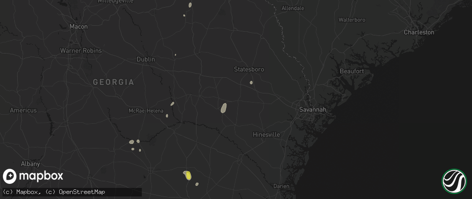 Hail map in Claxton, GA on May 23, 2026