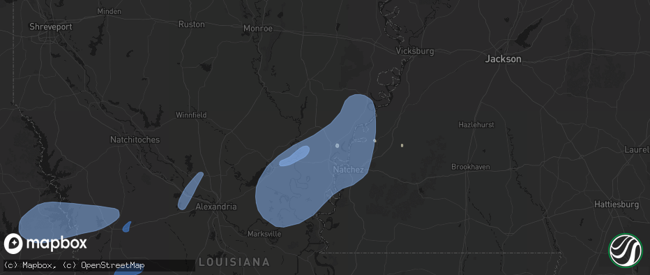 Hail map in Clayton, LA on May 23, 2026