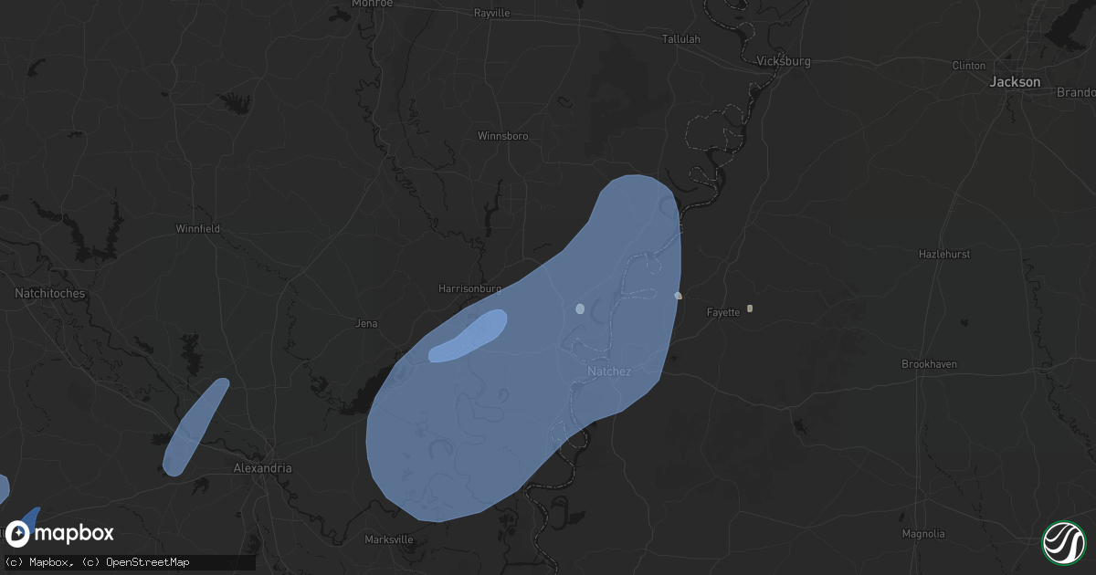 Hail map in Clayton, LA on May 23, 2026