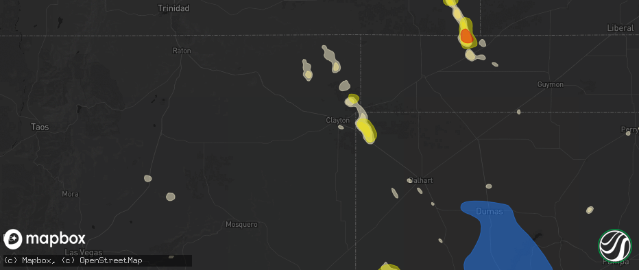 Hail map in Clayton, NM on May 23, 2026
