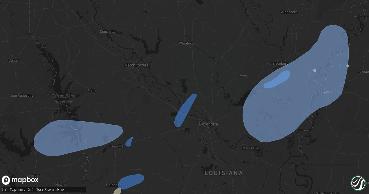 Hail map in Colfax, LA on May 23, 2026