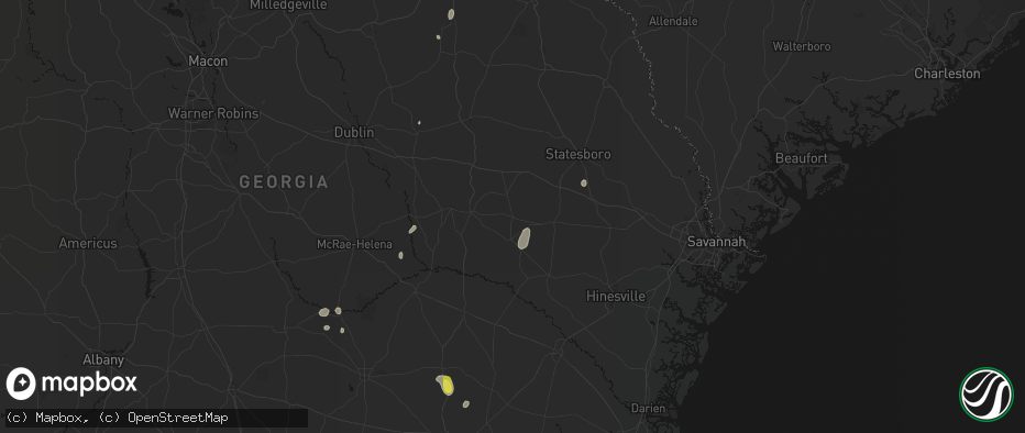 Hail map in Collins, GA on May 23, 2026