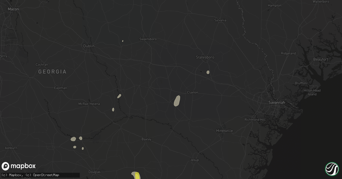 Hail map in Collins, GA on May 23, 2026