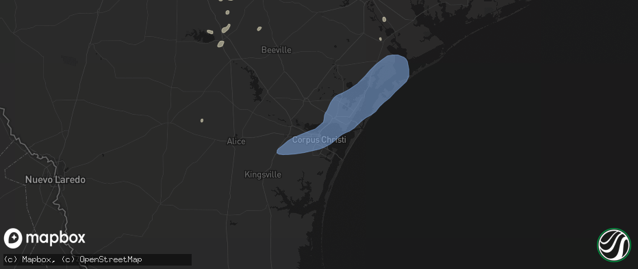 Hail map in Corpus Christi, TX on May 23, 2026