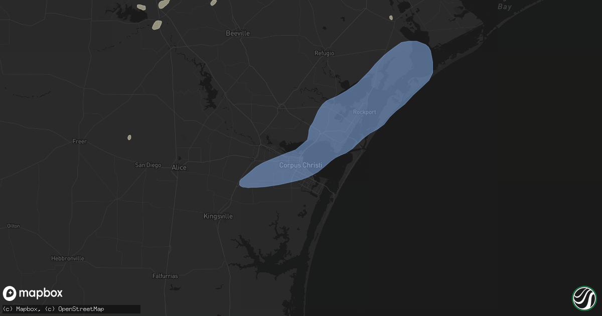 Hail map in Corpus Christi, TX on May 23, 2026