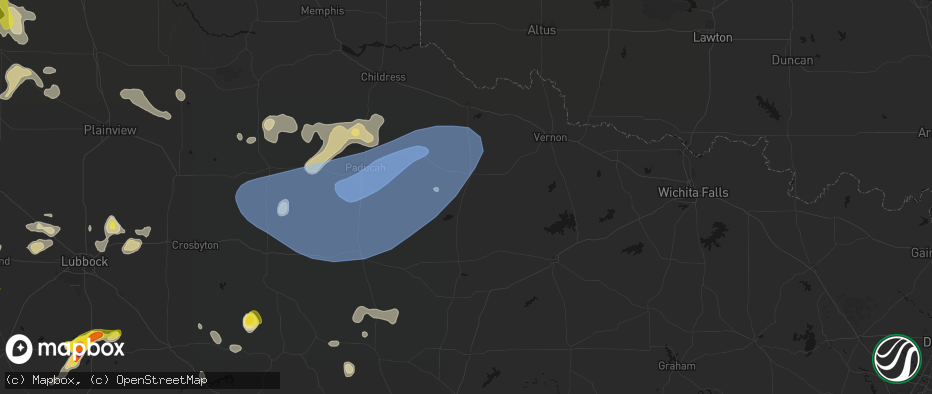 Hail map in Crowell, TX on May 23, 2026