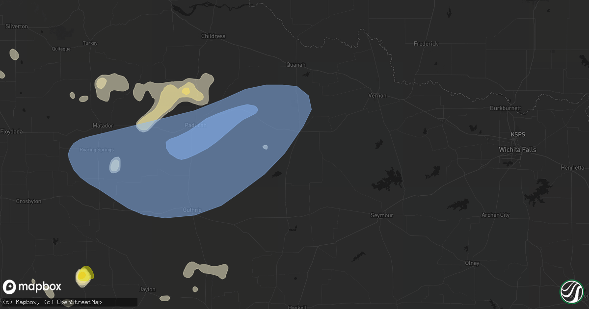 Hail map in Crowell, TX on May 23, 2026