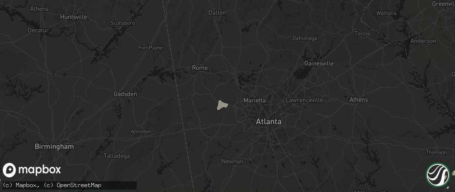 Hail map in Dallas, GA on May 23, 2026