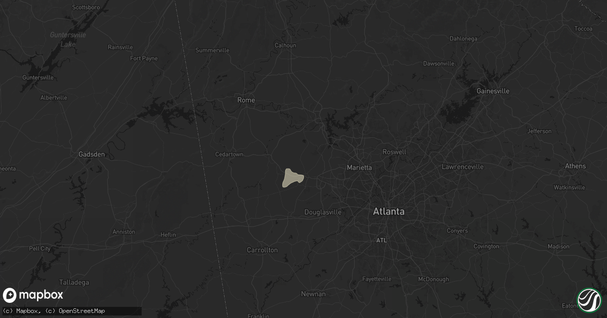 Hail map in Dallas, GA on May 23, 2026