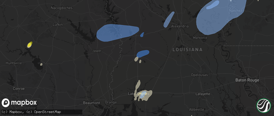 Hail map in Deridder, LA on May 23, 2026