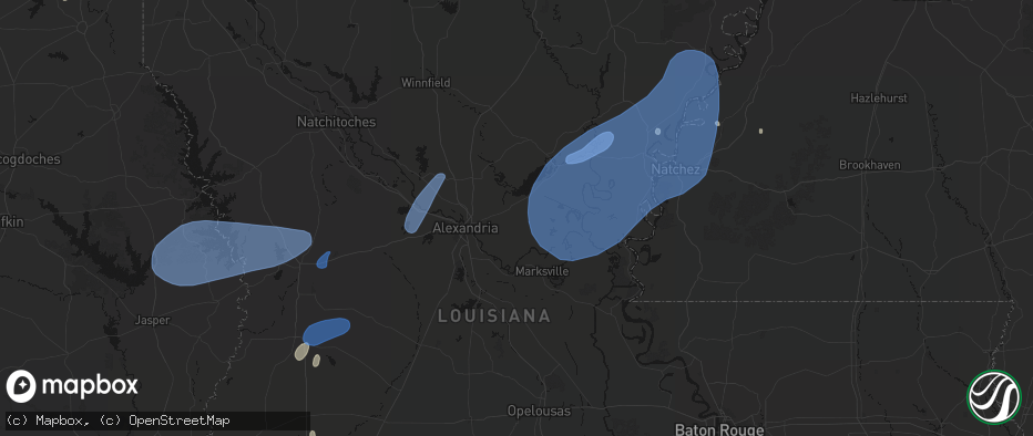 Hail map in Deville, LA on May 23, 2026