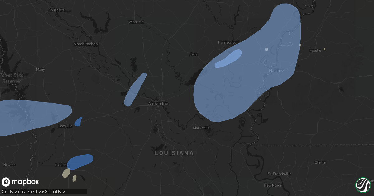 Hail map in Deville, LA on May 23, 2026