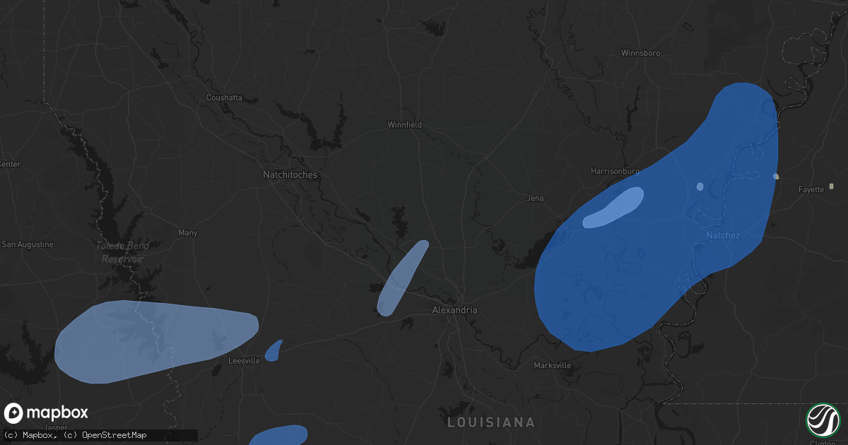 Hail map in Dry Prong, LA on May 23, 2026