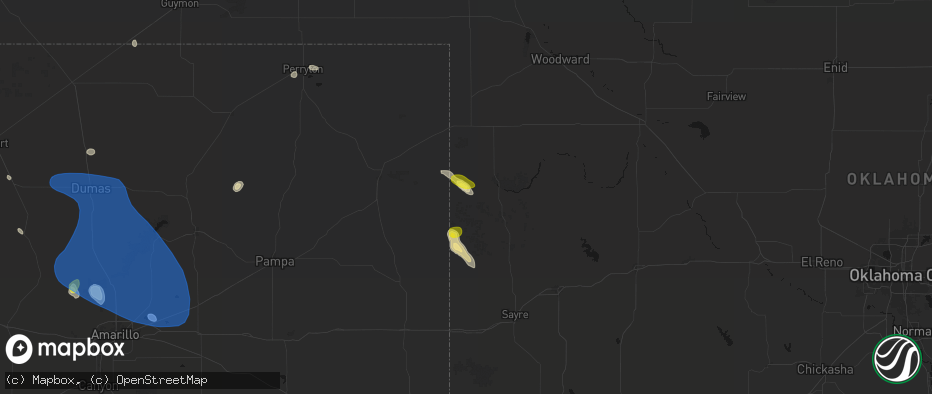 Hail map in Durham, OK on May 23, 2026