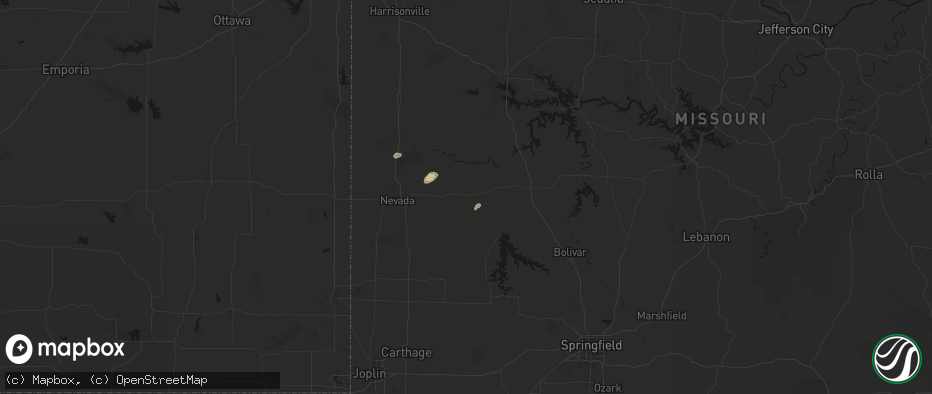 Hail map in El Dorado Springs, MO on May 23, 2026