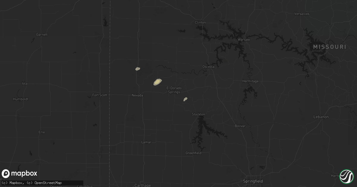 Hail map in El Dorado Springs, MO on May 23, 2026