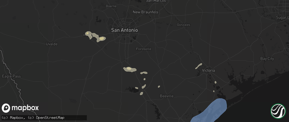 Hail map in Falls City, TX on May 23, 2026
