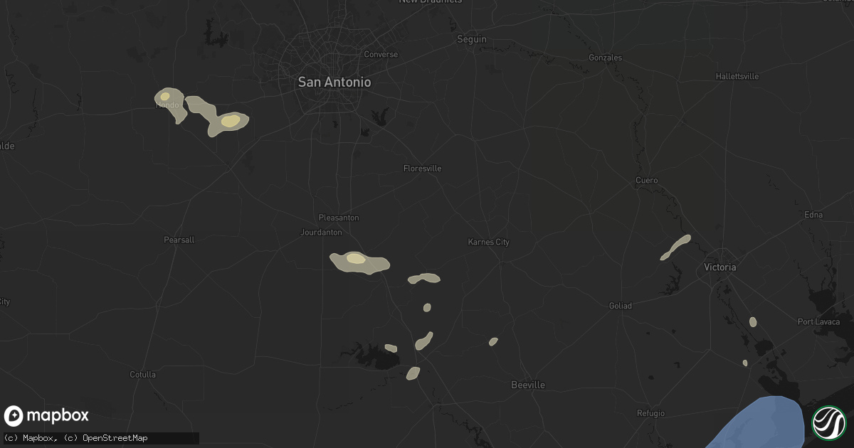 Hail map in Falls City, TX on May 23, 2026