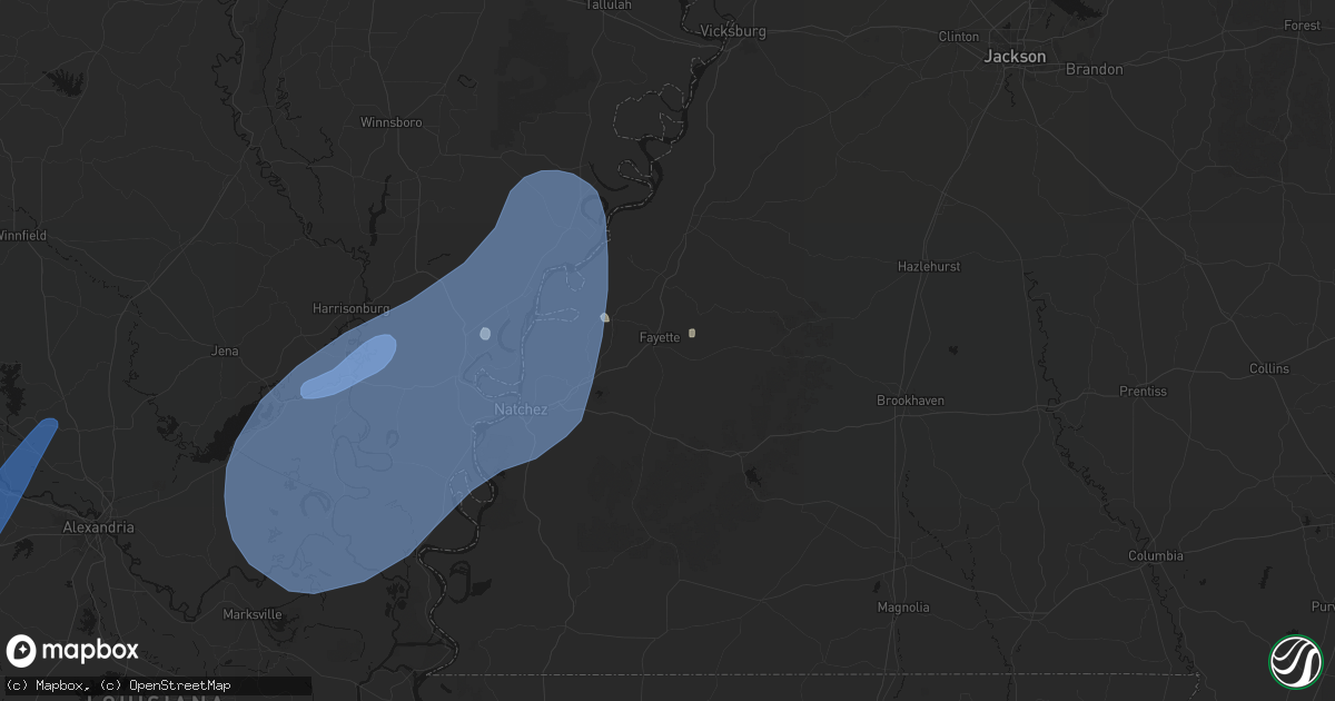 Hail map in Fayette, MS on May 23, 2026