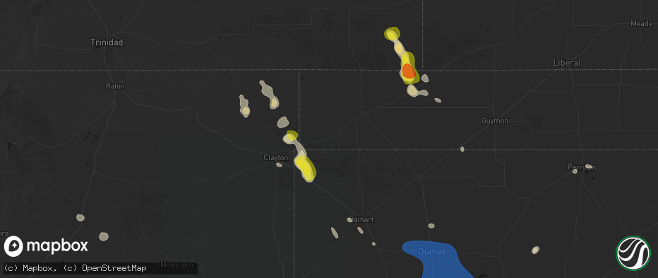 Hail map in Felt, OK on May 23, 2026