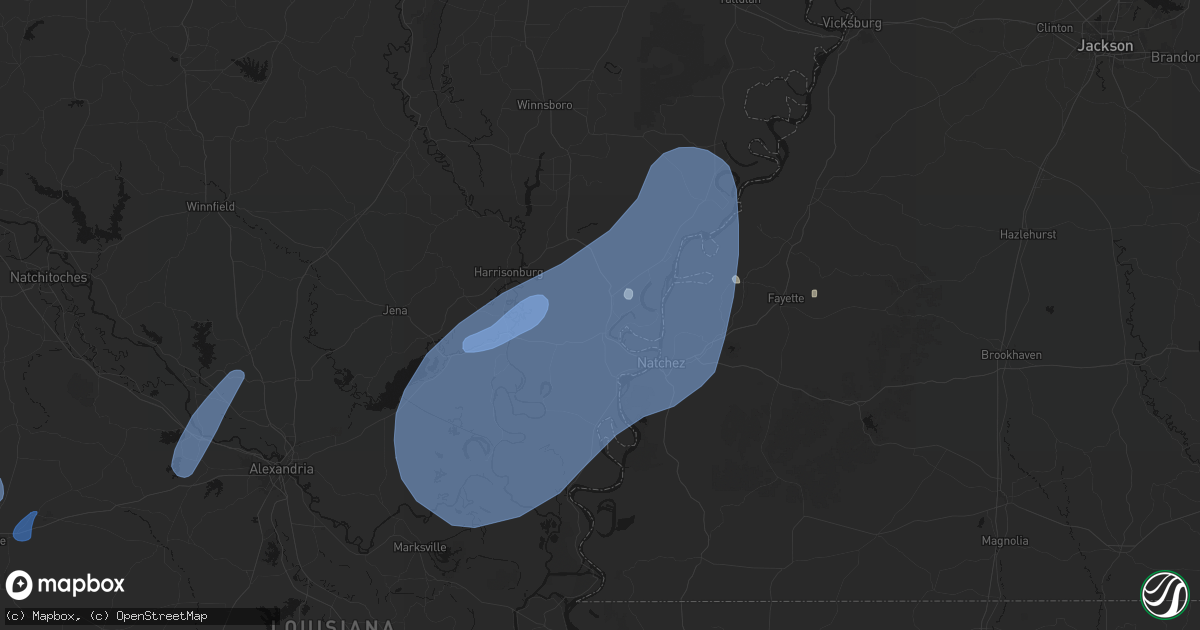 Hail map in Ferriday, LA on May 23, 2026