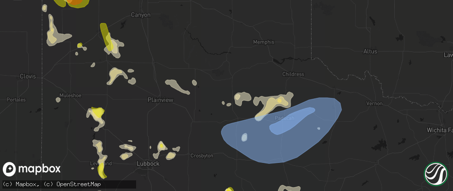 Hail map in Flomot, TX on May 23, 2026